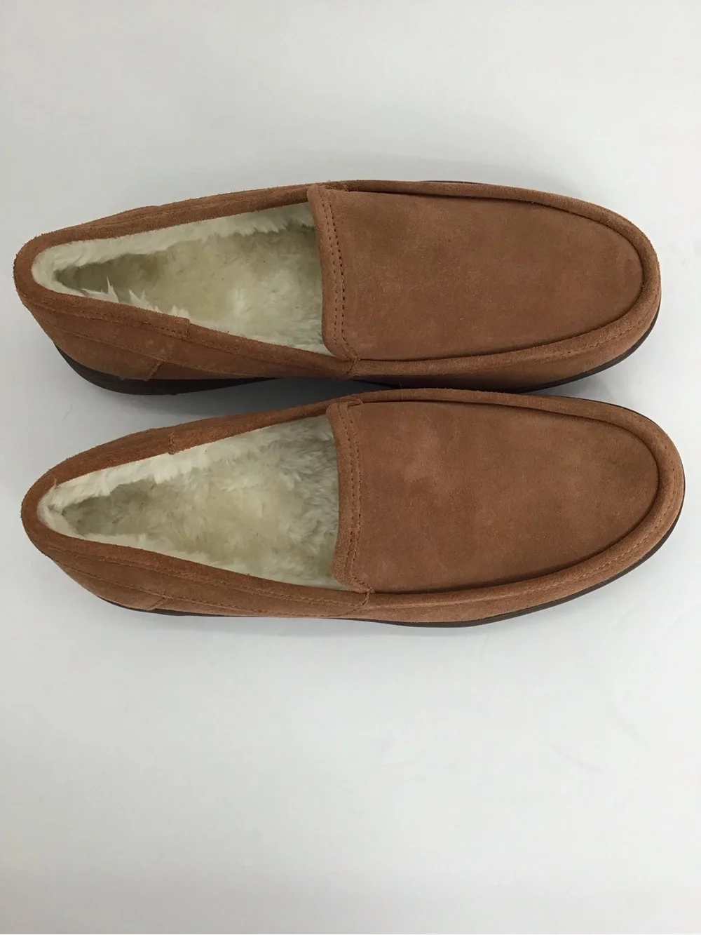 Vionic NWOT Men Gustavo Suede Faux Shear Slipper Water Repellent Toffee Size 7